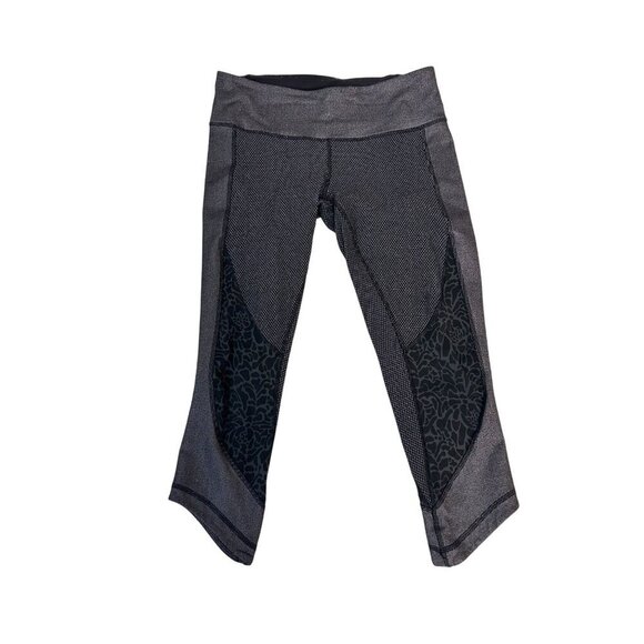 Lululemon Wunder Under Crop Leggings Black Gray animal print 8 - Picture 2 of 6